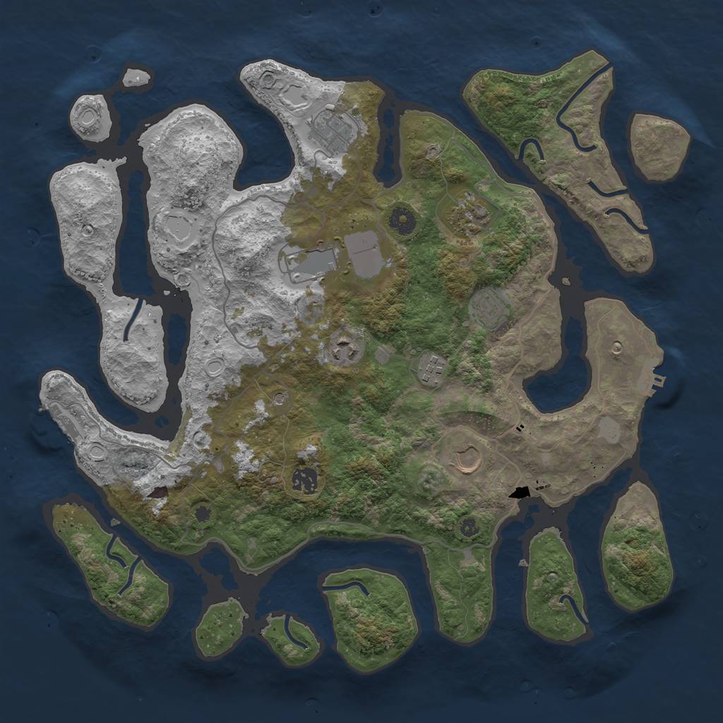 Rust Map: Procedural Map, Size: 4000, Seed: 725705, 16 Monuments