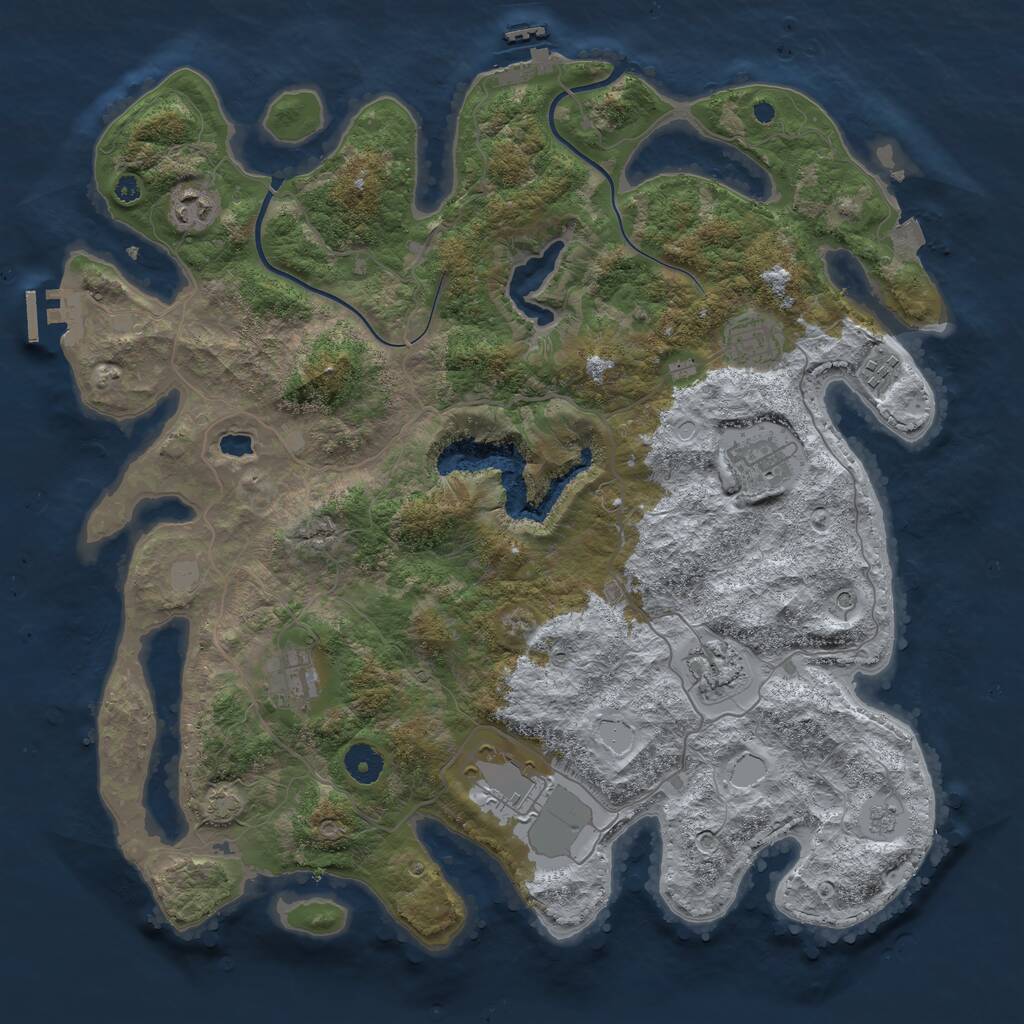 Rust Map: Procedural Map, Size: 4000, Seed: 1913, 13 Monuments