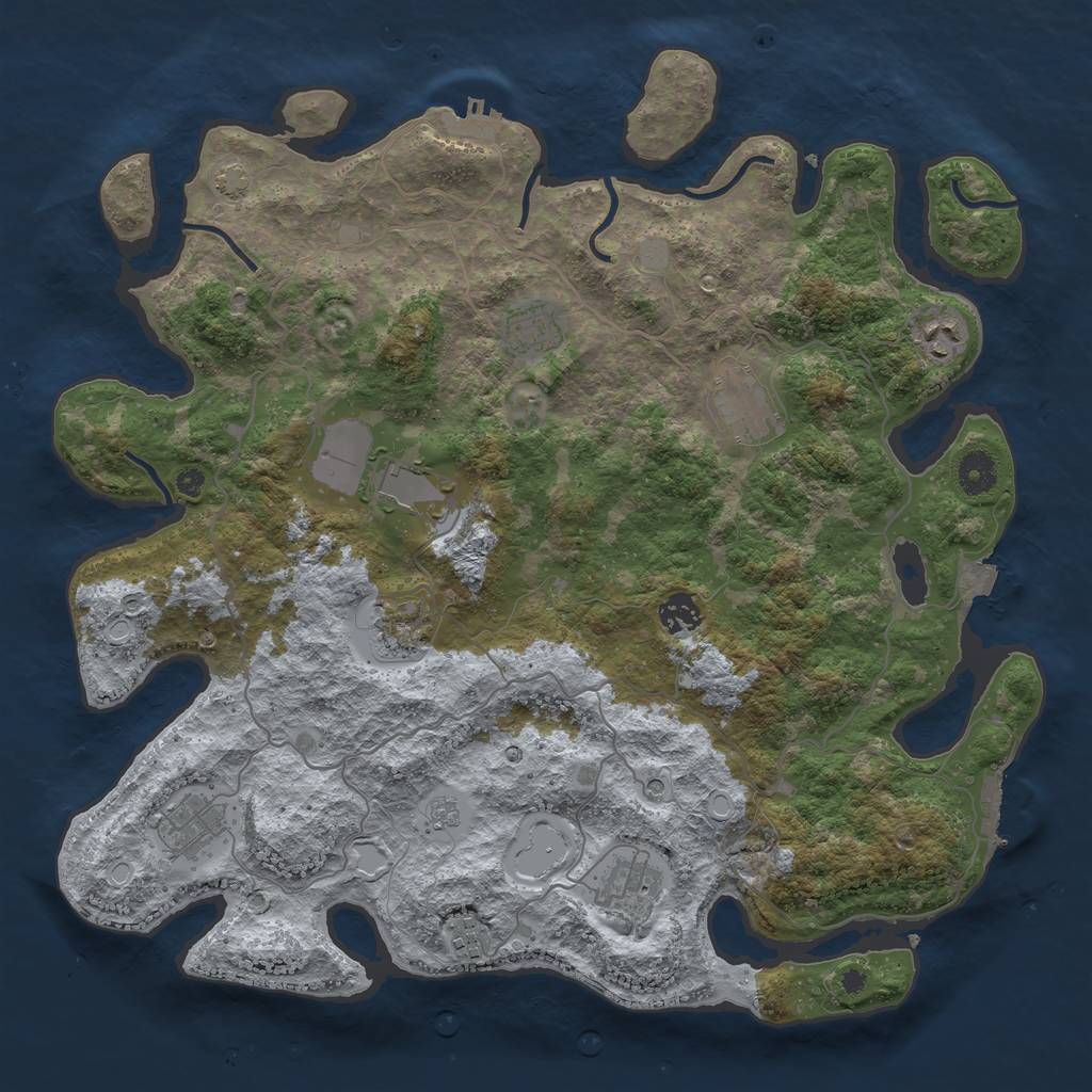 Rust Map: Procedural Map, Size: 4000, Seed: 632011, 17 Monuments