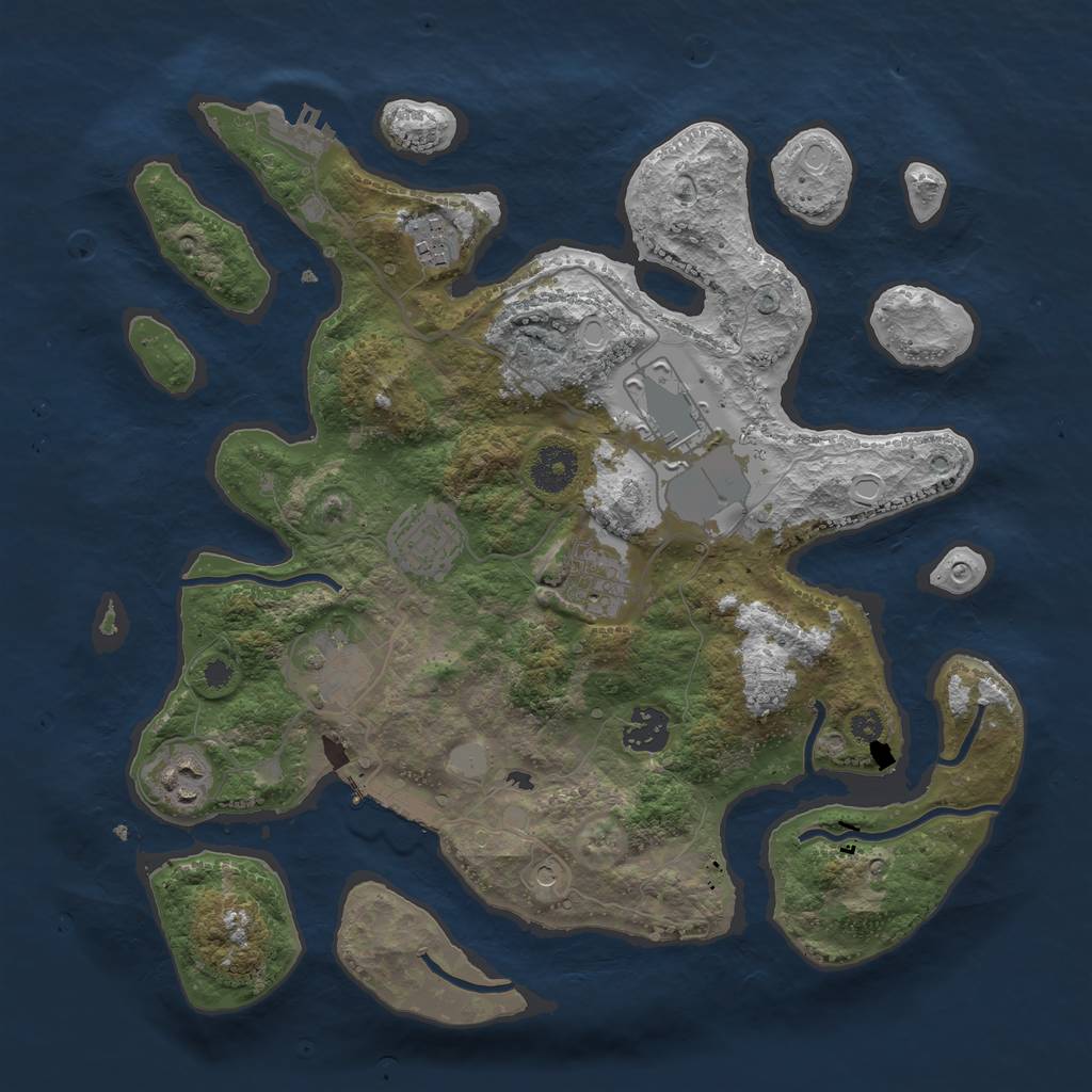 Rust Map: Procedural Map, Size: 3500, Seed: 1802863589, 15 Monuments