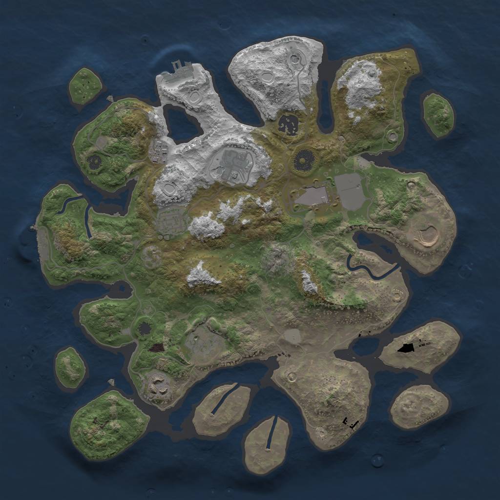 Rust Map: Procedural Map, Size: 3550, Seed: 758412, 16 Monuments