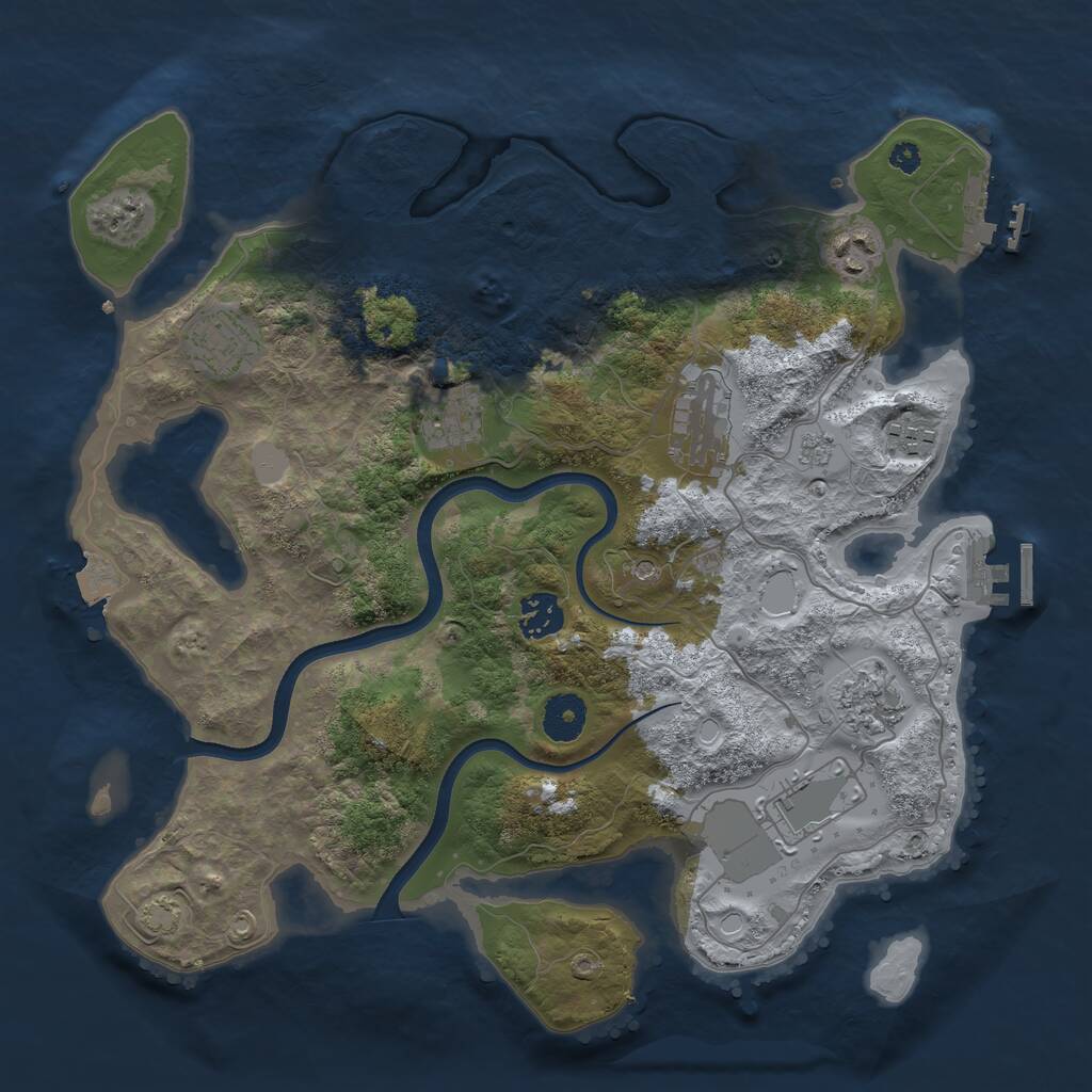 Rust Map: Procedural Map, Size: 3550, Seed: 453362, 14 Monuments