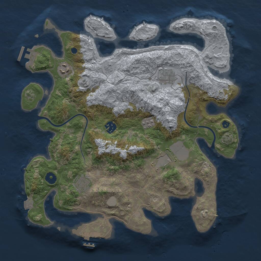 Rust Map: Procedural Map, Size: 3500, Seed: 173245495, 12 Monuments