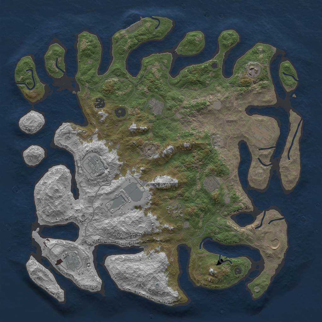 Rust Map: Procedural Map, Size: 4500, Seed: 70, 18 Monuments