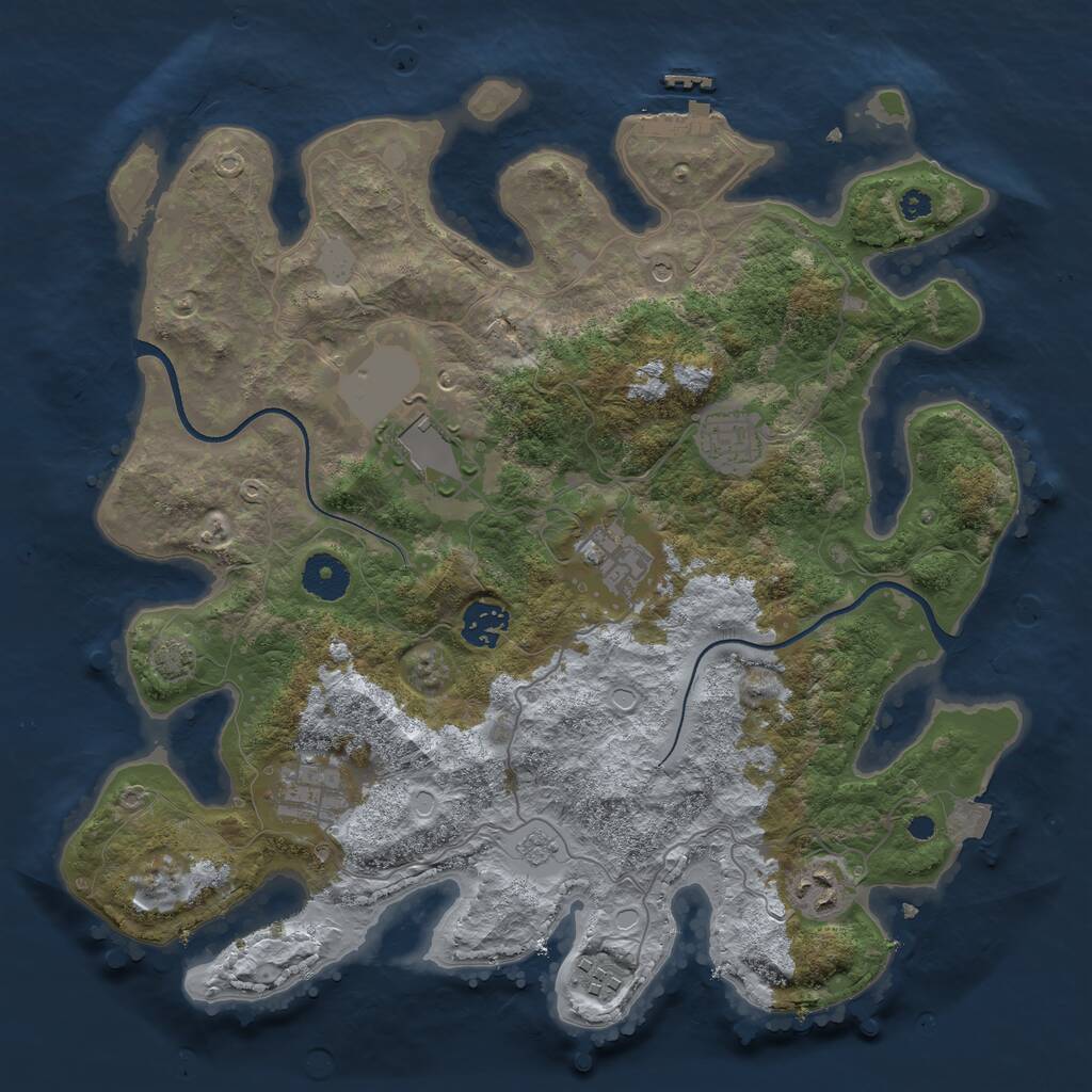 Rust Map: Procedural Map, Size: 3550, Seed: 884884, 12 Monuments