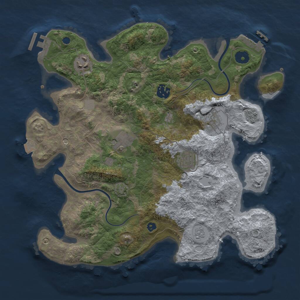 Rust Map: Procedural Map, Size: 3300, Seed: 1337420, 12 Monuments