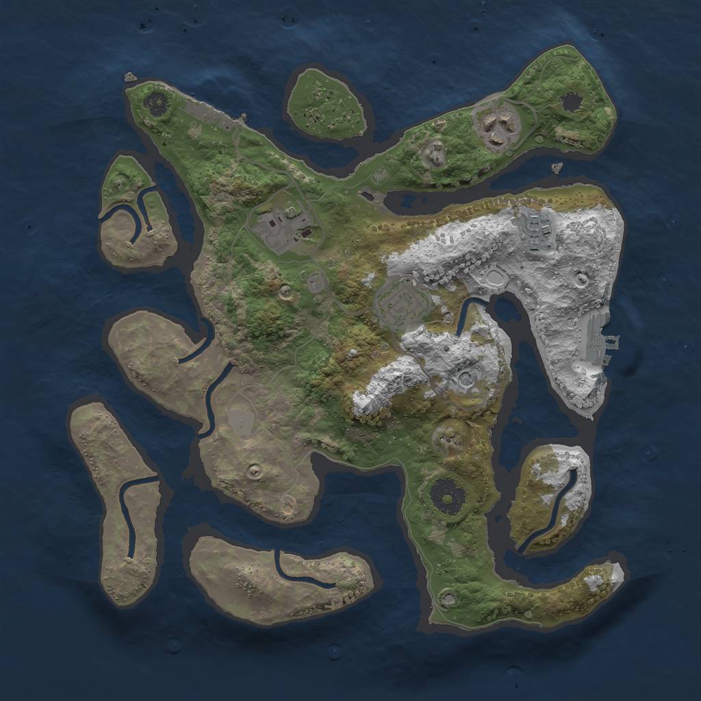 Rust Map: Procedural Map, Size: 3000, Seed: 55788483, 12 Monuments