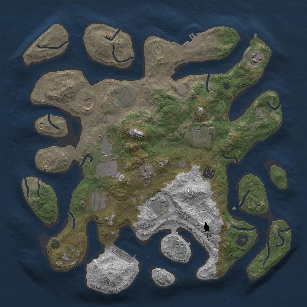 Rust Map: Procedural Map, Size: 3800, Seed: 504922364, 17 Monuments