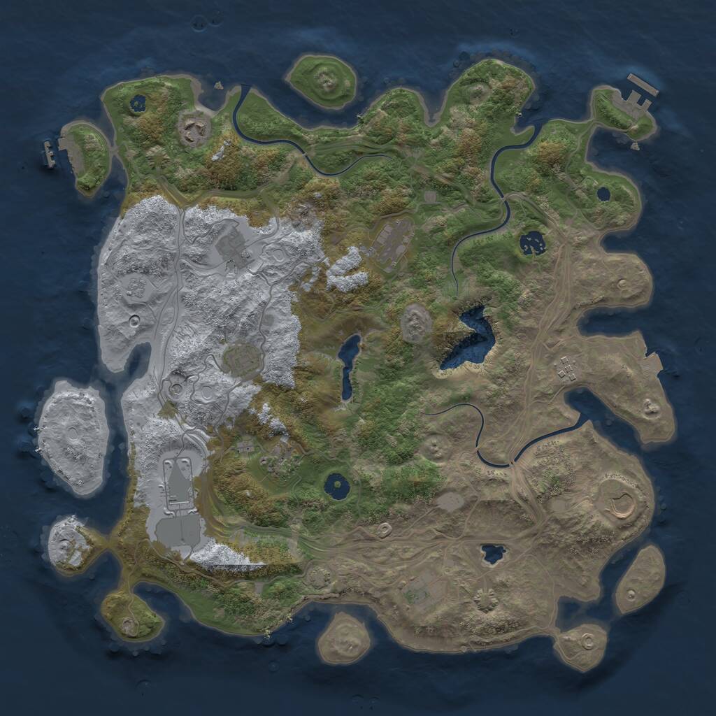 Rust Map: Procedural Map, Size: 4250, Seed: 1128512105, 16 Monuments