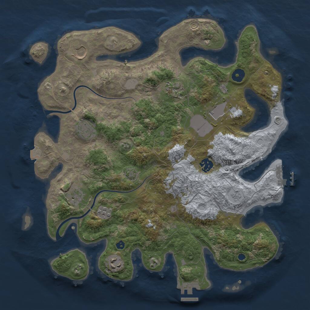 Rust Map: Procedural Map, Size: 3600, Seed: 39927, 13 Monuments