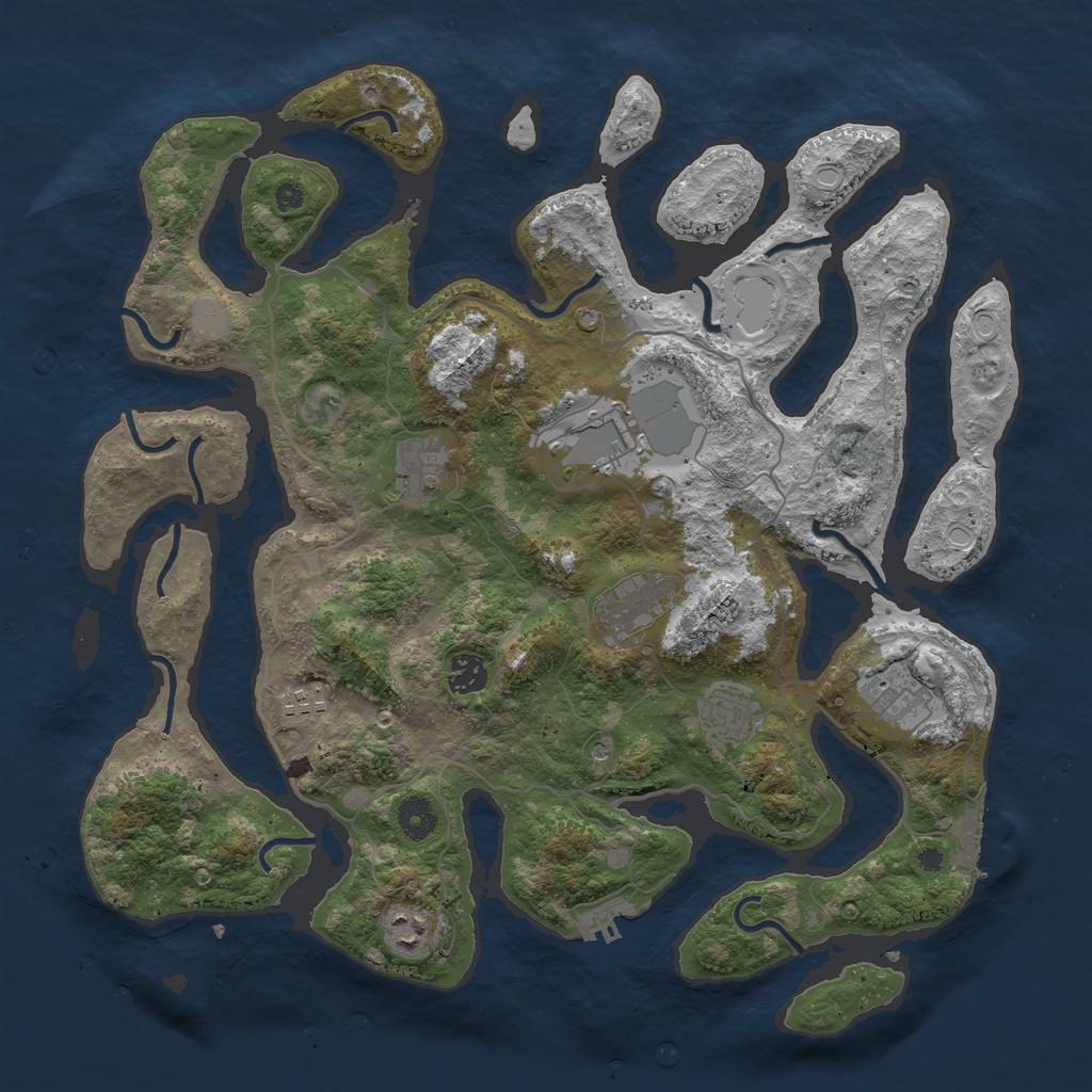 Rust Map: Procedural Map, Size: 4000, Seed: 256122, 16 Monuments