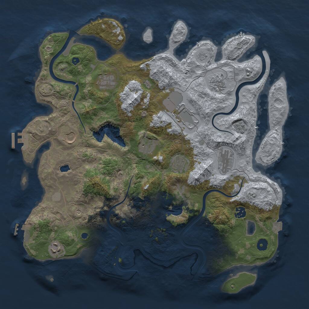 Rust Map: Procedural Map, Size: 4000, Seed: 256122, 16 Monuments