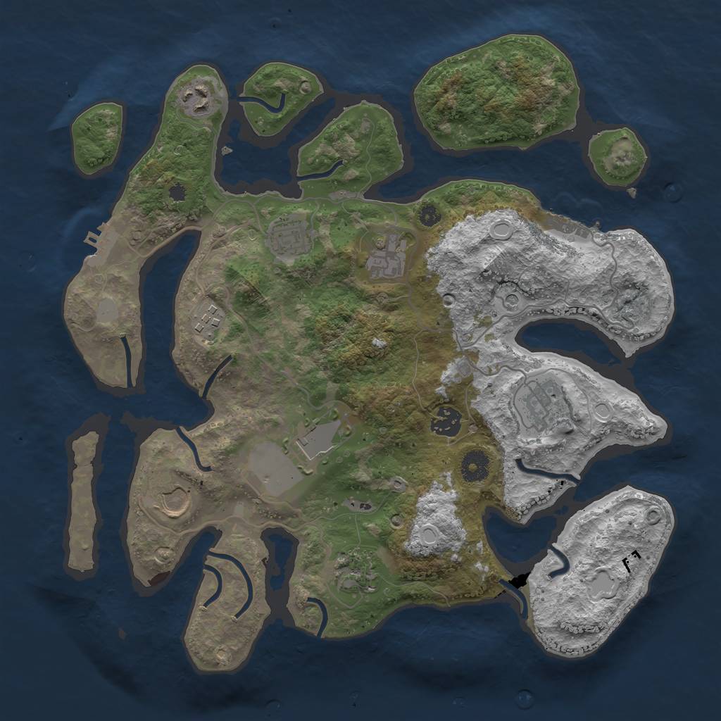 Rust Map: Procedural Map, Size: 3550, Seed: 619543, 17 Monuments