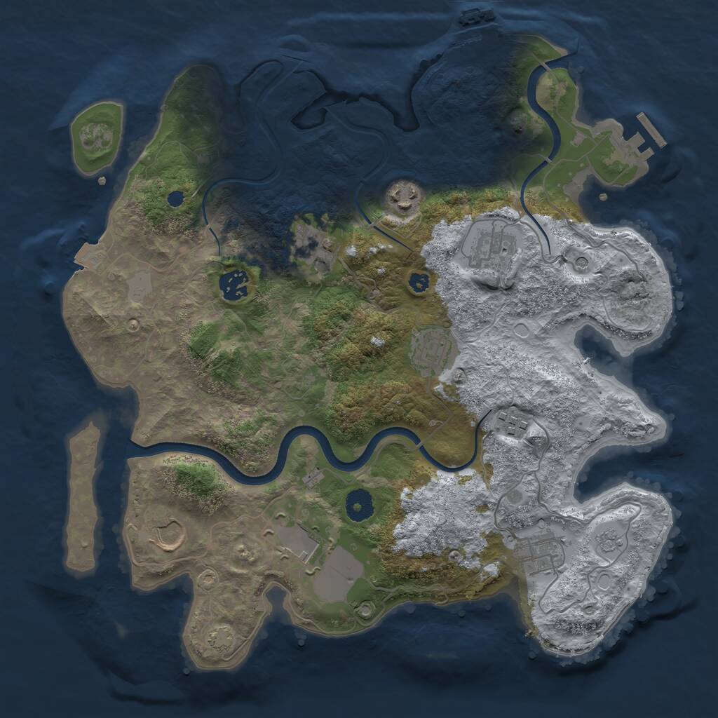 Rust Map: Procedural Map, Size: 3550, Seed: 619543, 15 Monuments