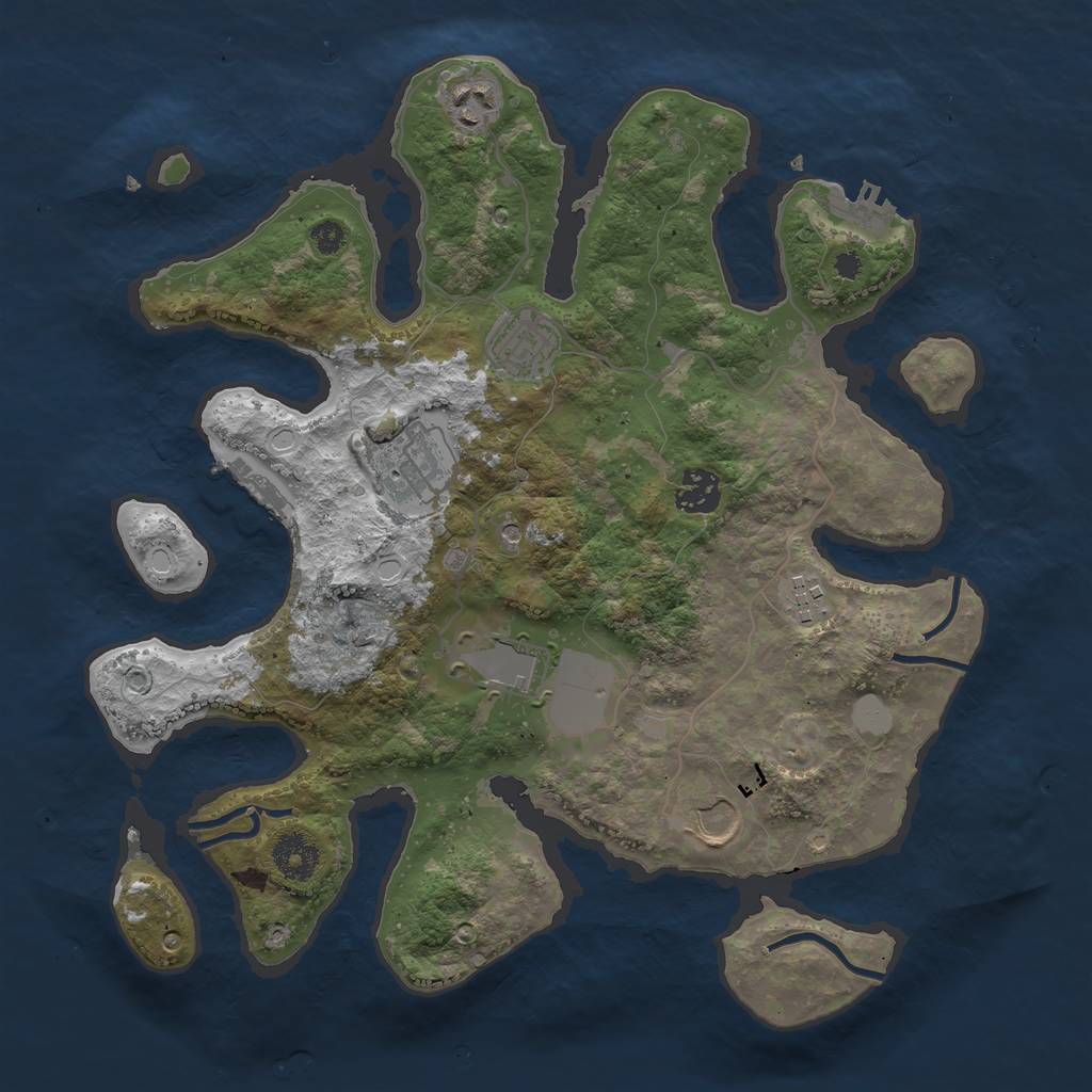 Rust Map: Procedural Map, Size: 3500, Seed: 1239003948, 15 Monuments