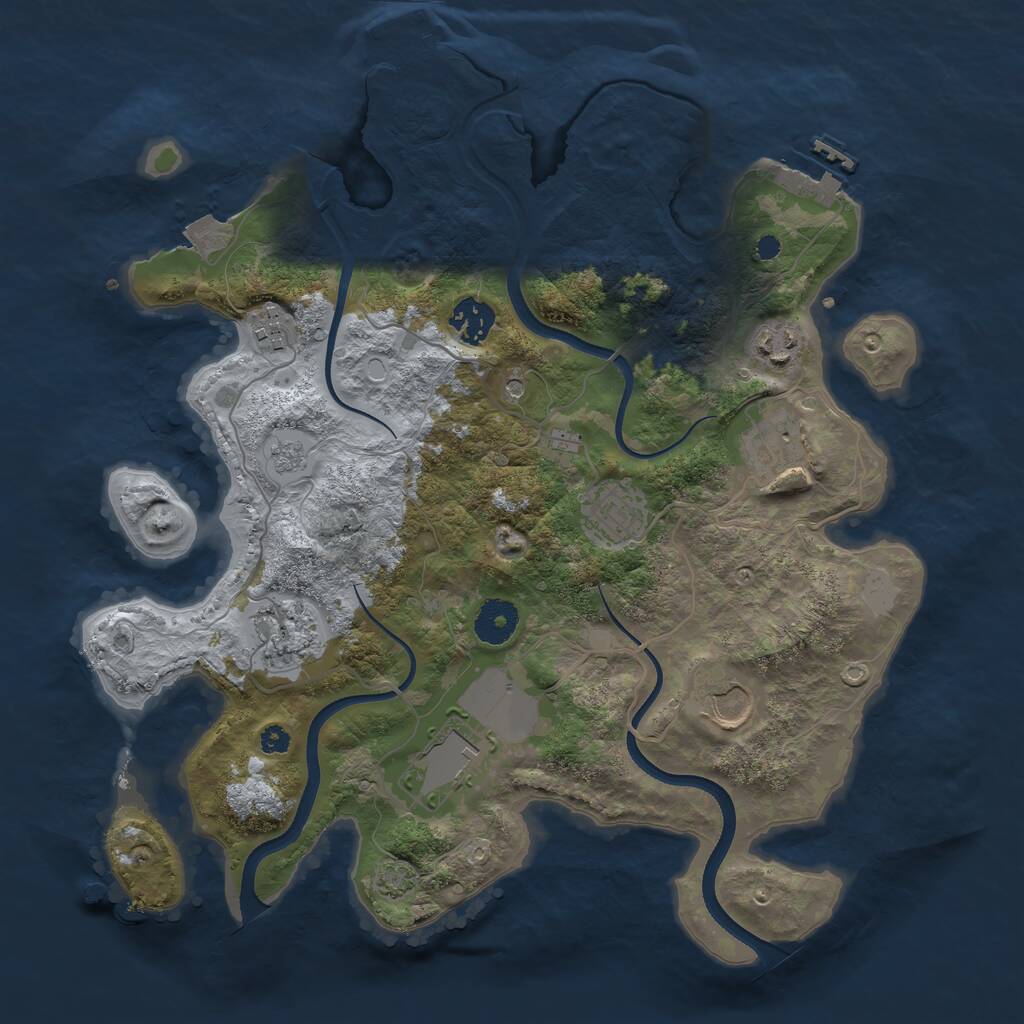 Rust Map: Procedural Map, Size: 3500, Seed: 1239003948, 14 Monuments