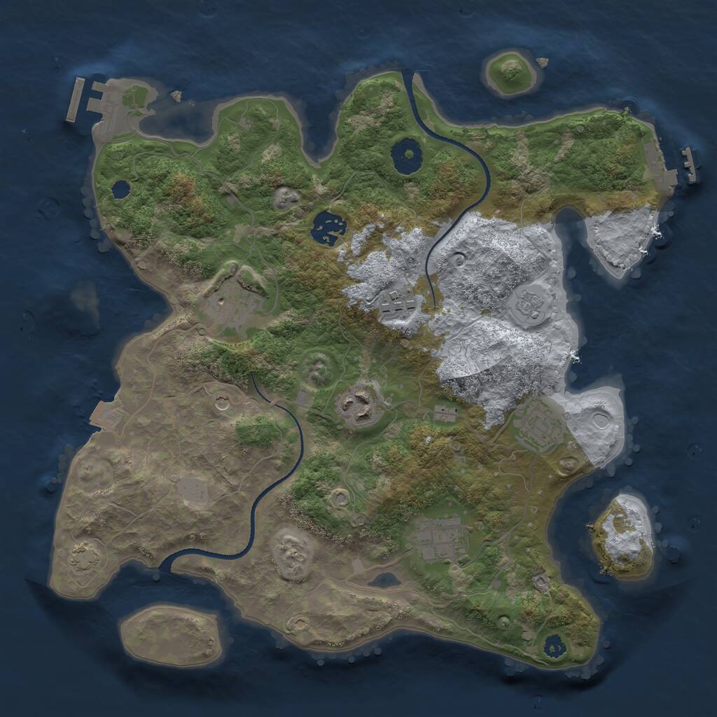 Rust Map: Procedural Map, Size: 3200, Seed: 949251059, 12 Monuments