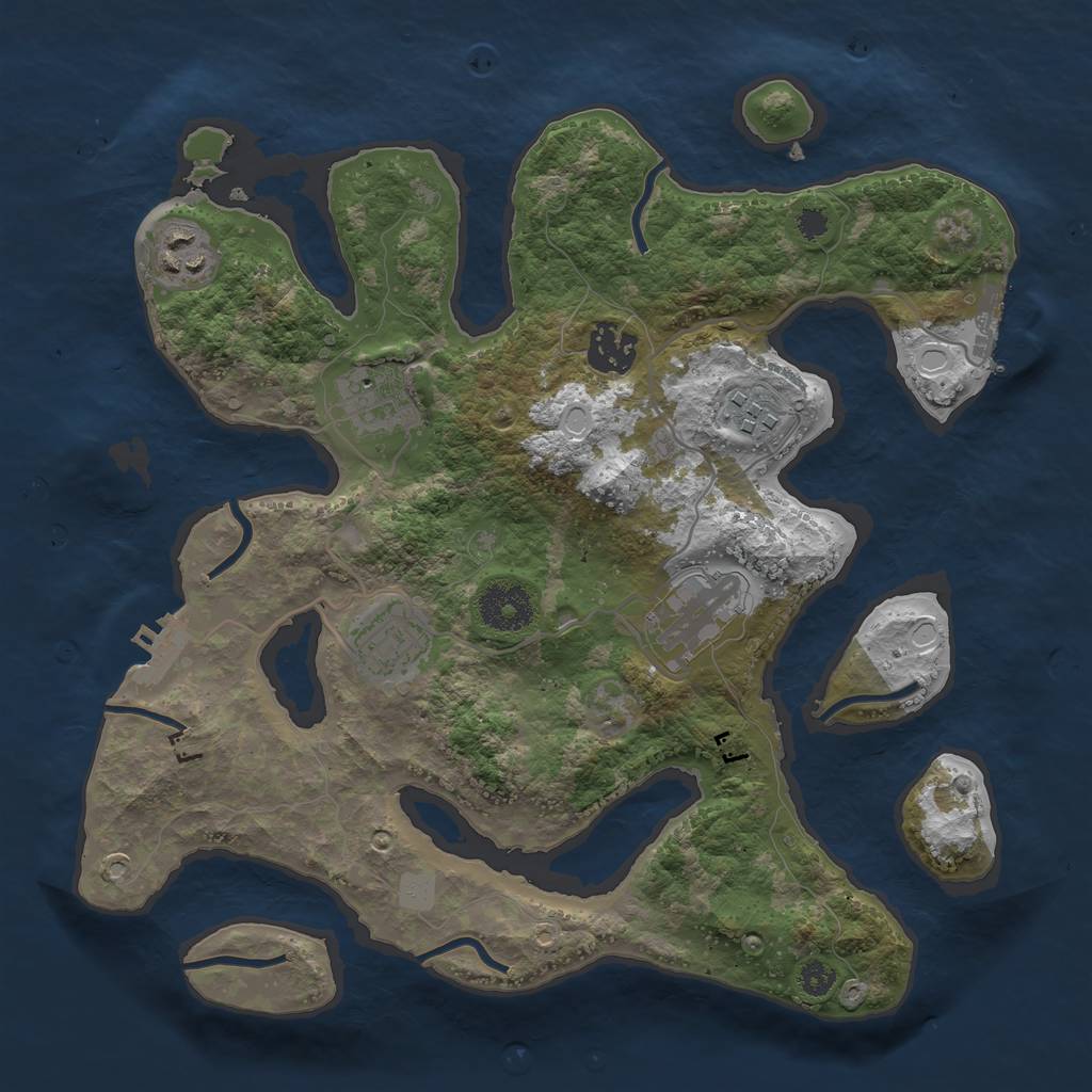 Rust Map: Procedural Map, Size: 3200, Seed: 949251059, 13 Monuments