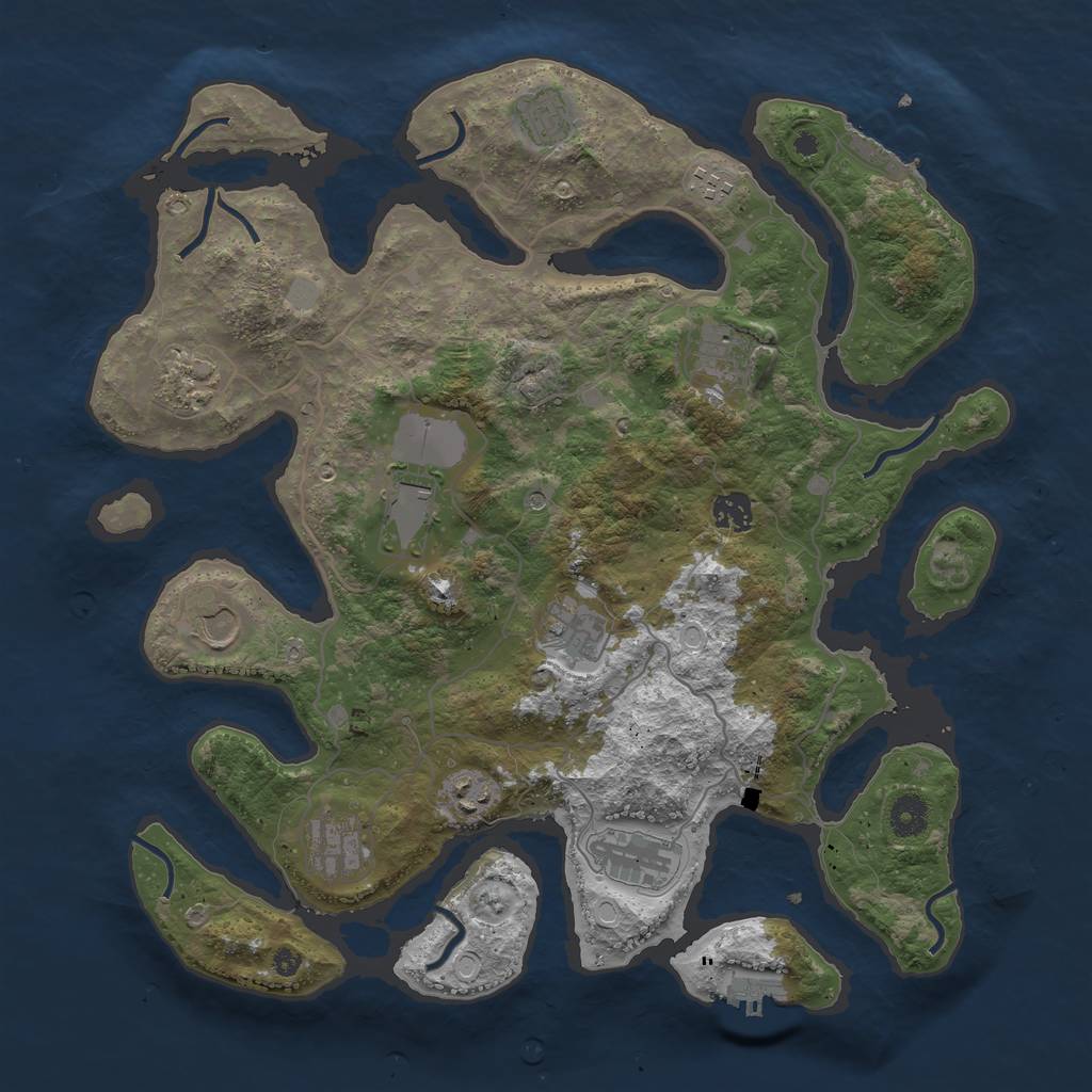 Rust Map: Procedural Map, Size: 4000, Seed: 39249553, 19 Monuments