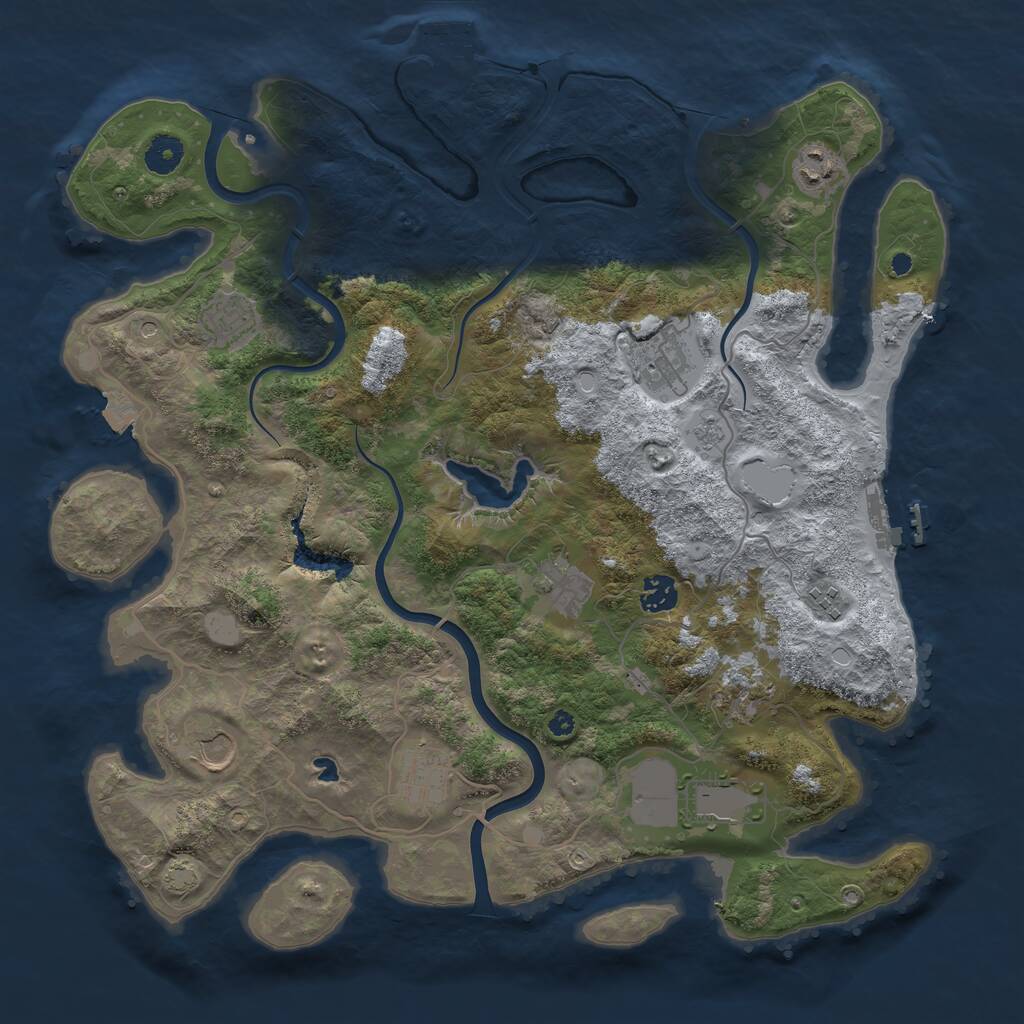 Rust Map: Procedural Map, Size: 4000, Seed: 654274, 16 Monuments