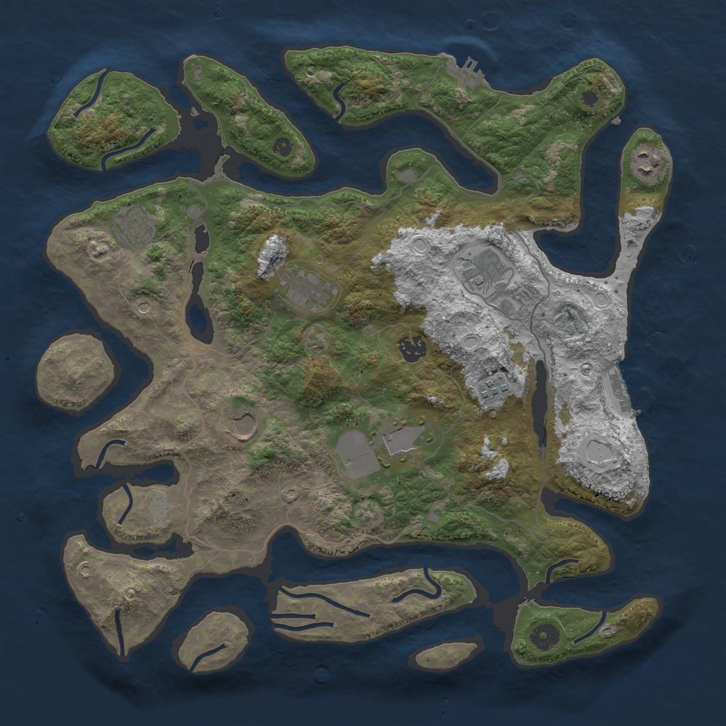 Rust Map: Procedural Map, Size: 4000, Seed: 654274, 16 Monuments