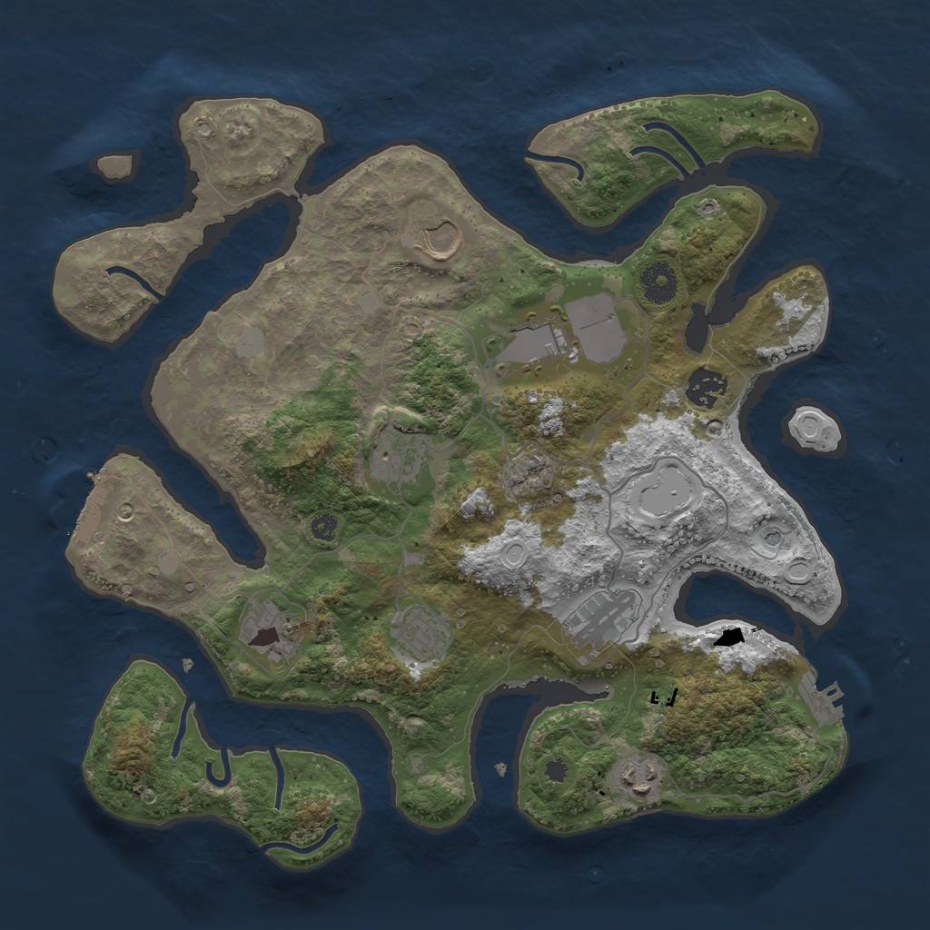 Rust Map: Procedural Map, Size: 3550, Seed: 715657, 16 Monuments