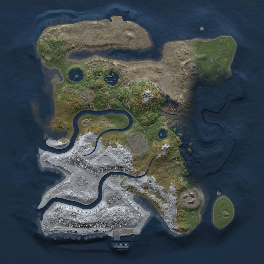 Rust Map: Procedural Map, Size: 2800, Seed: 945614458, 9 Monuments