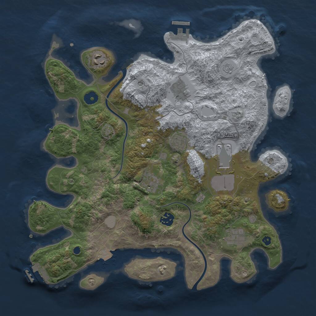 Rust Map: Procedural Map, Size: 3550, Seed: 347888, 13 Monuments