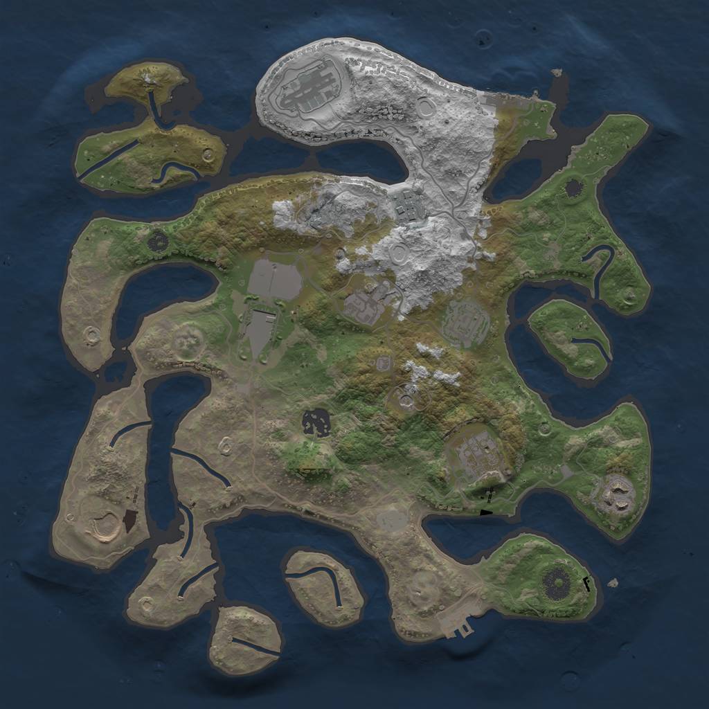 Rust Map: Procedural Map, Size: 3550, Seed: 382529, 17 Monuments