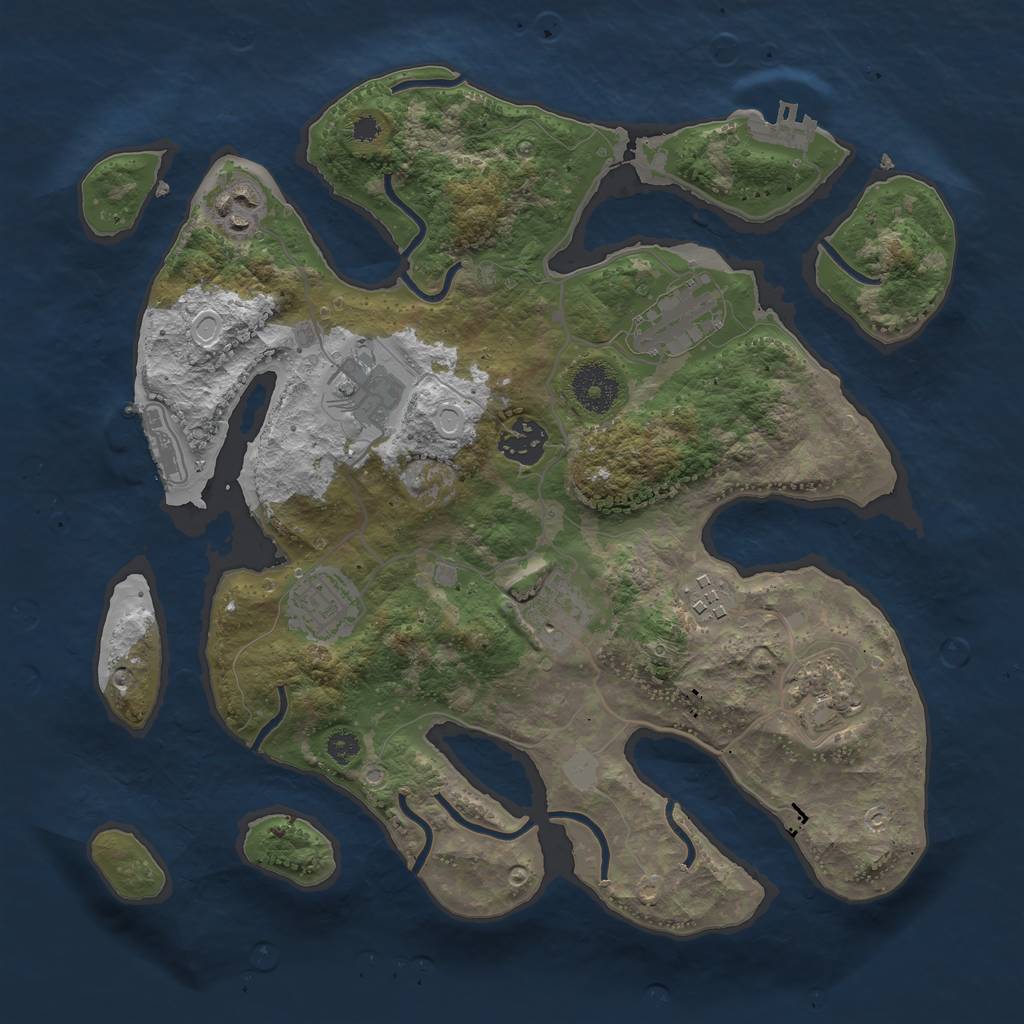 Rust Map: Procedural Map, Size: 3300, Seed: 2, 15 Monuments