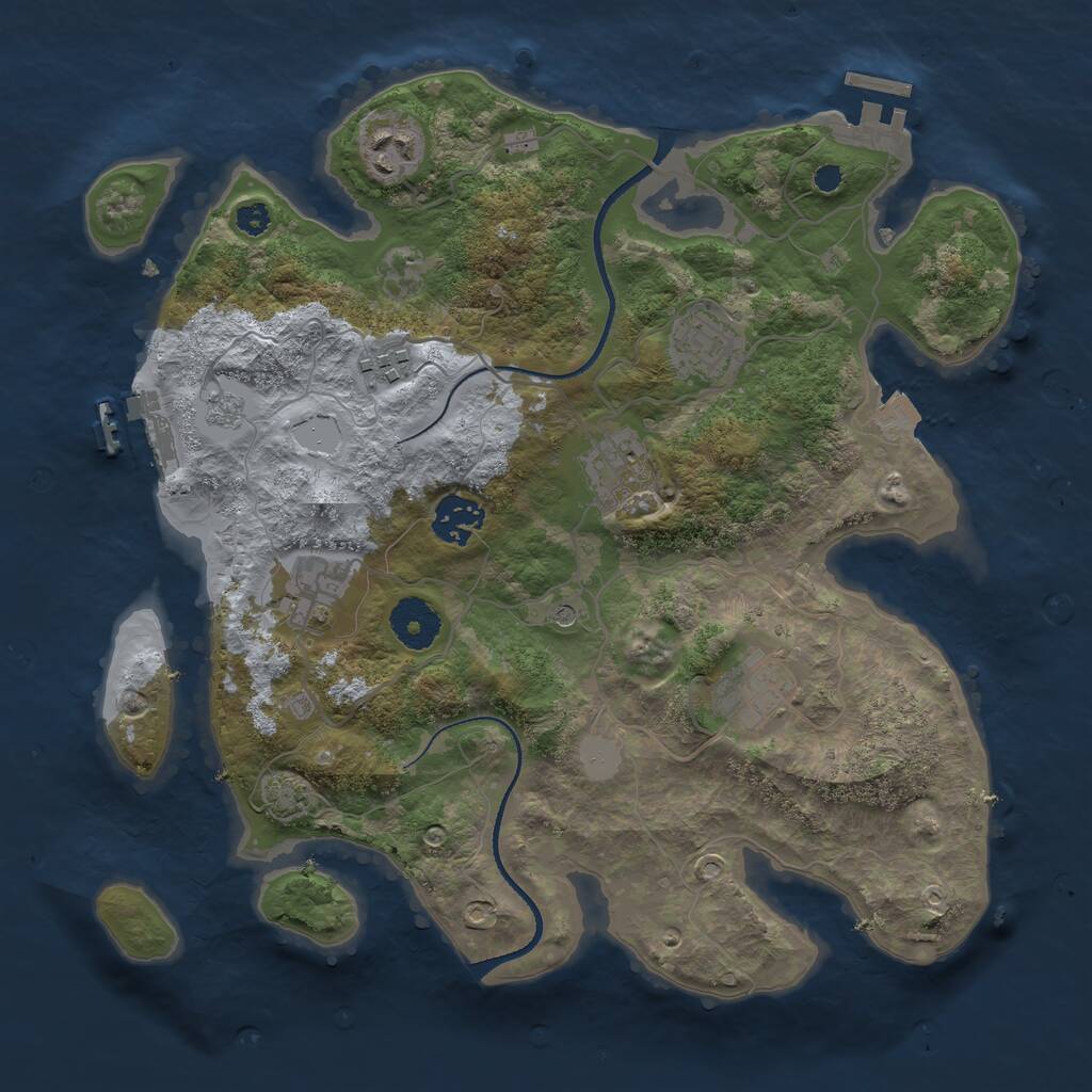 Rust Map: Procedural Map, Size: 3300, Seed: 2, 13 Monuments
