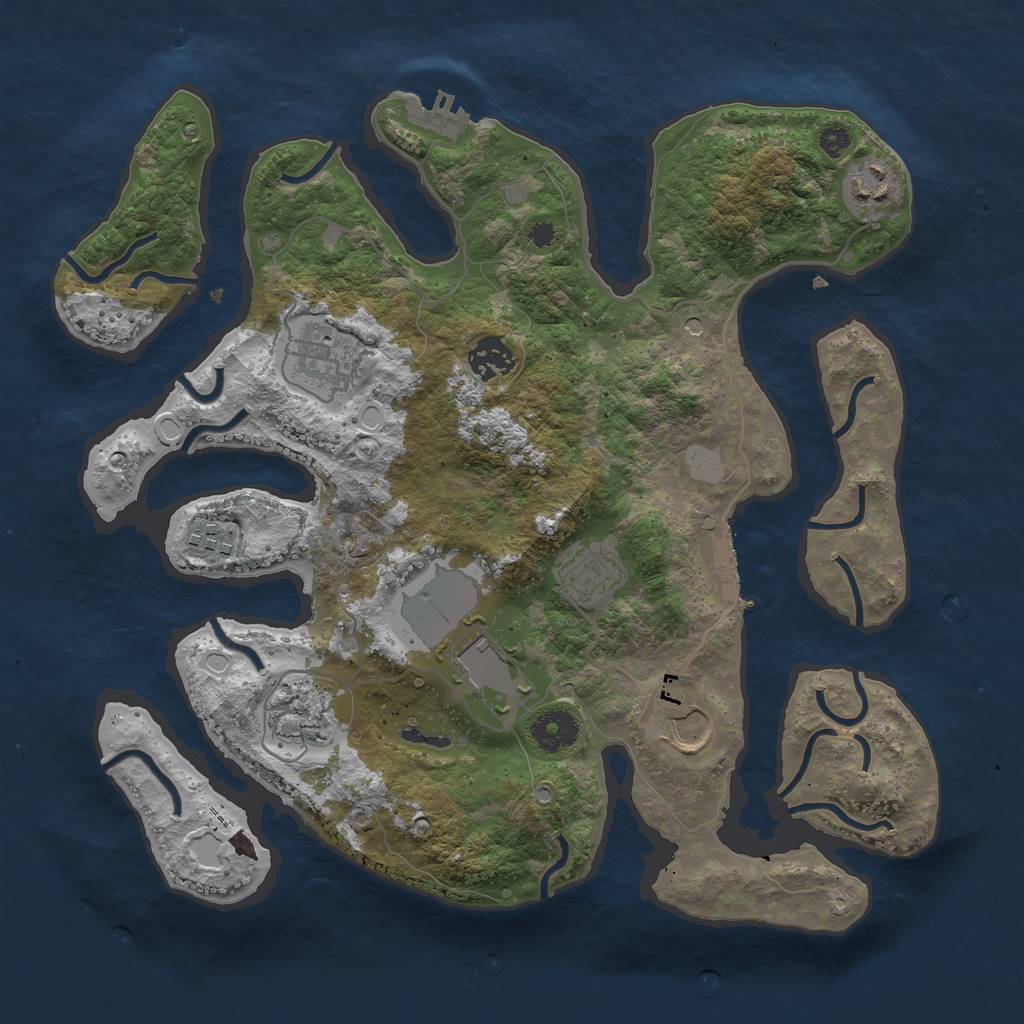 Rust Map: Procedural Map, Size: 3500, Seed: 1102022, 16 Monuments