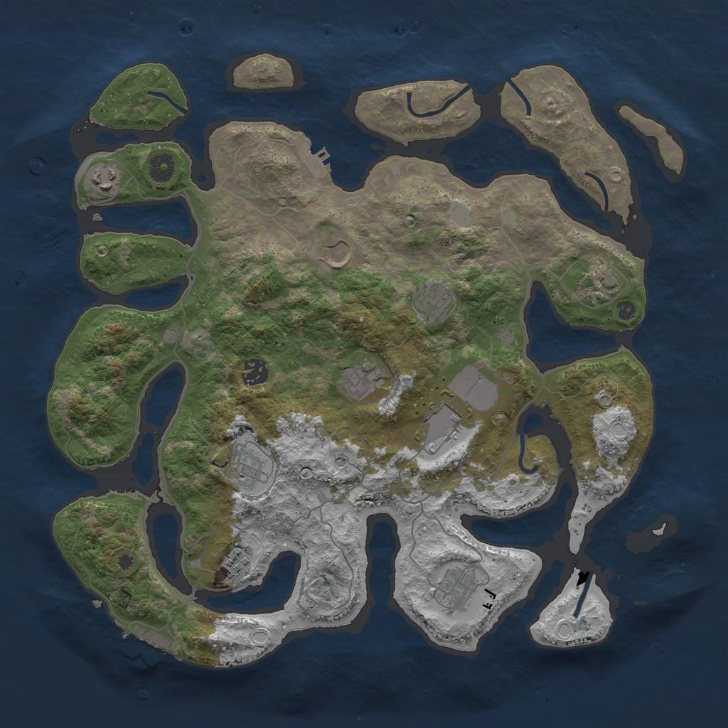 Rust Map: Procedural Map, Size: 4000, Seed: 183616, 18 Monuments