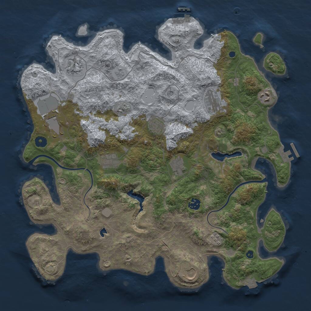 Rust Map: Procedural Map, Size: 4000, Seed: 83809, 16 Monuments