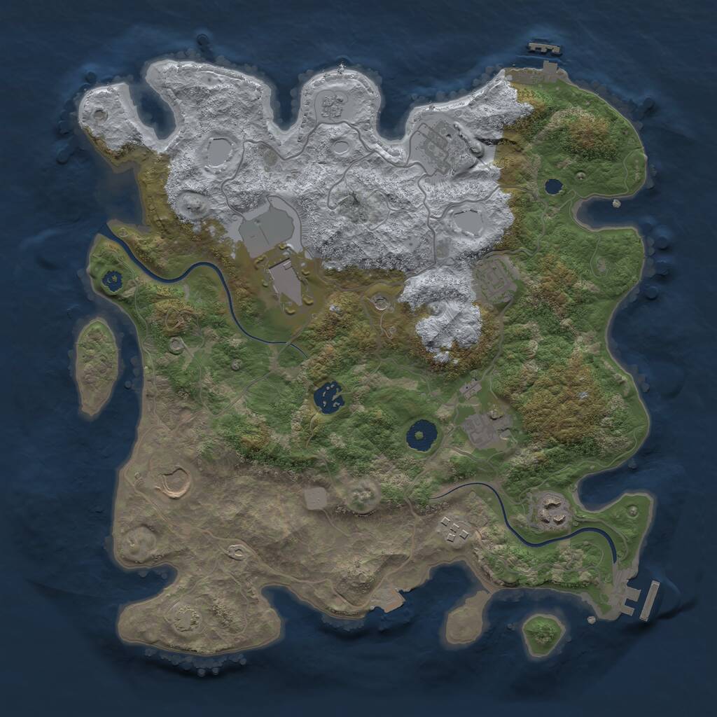 Rust Map: Procedural Map, Size: 3550, Seed: 109680, 14 Monuments