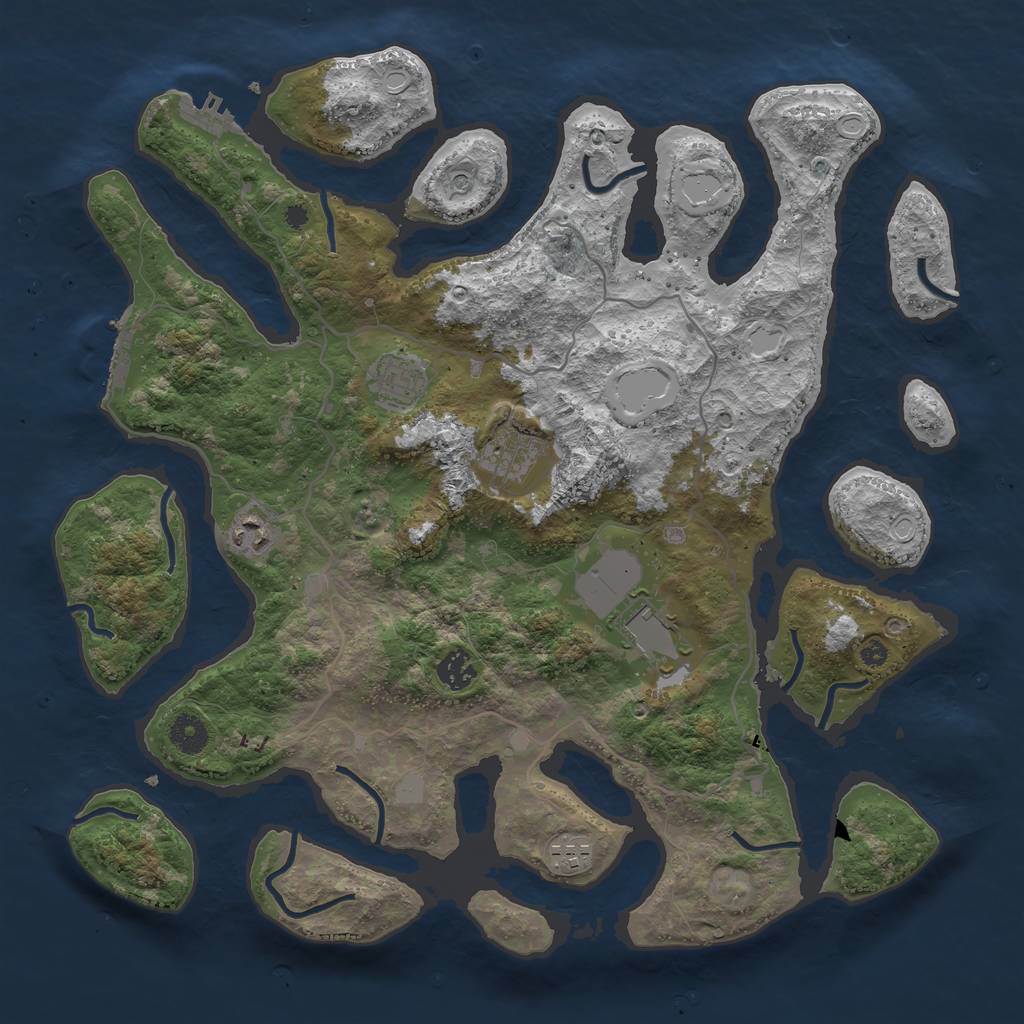 Rust Map: Procedural Map, Size: 4000, Seed: 633025, 14 Monuments