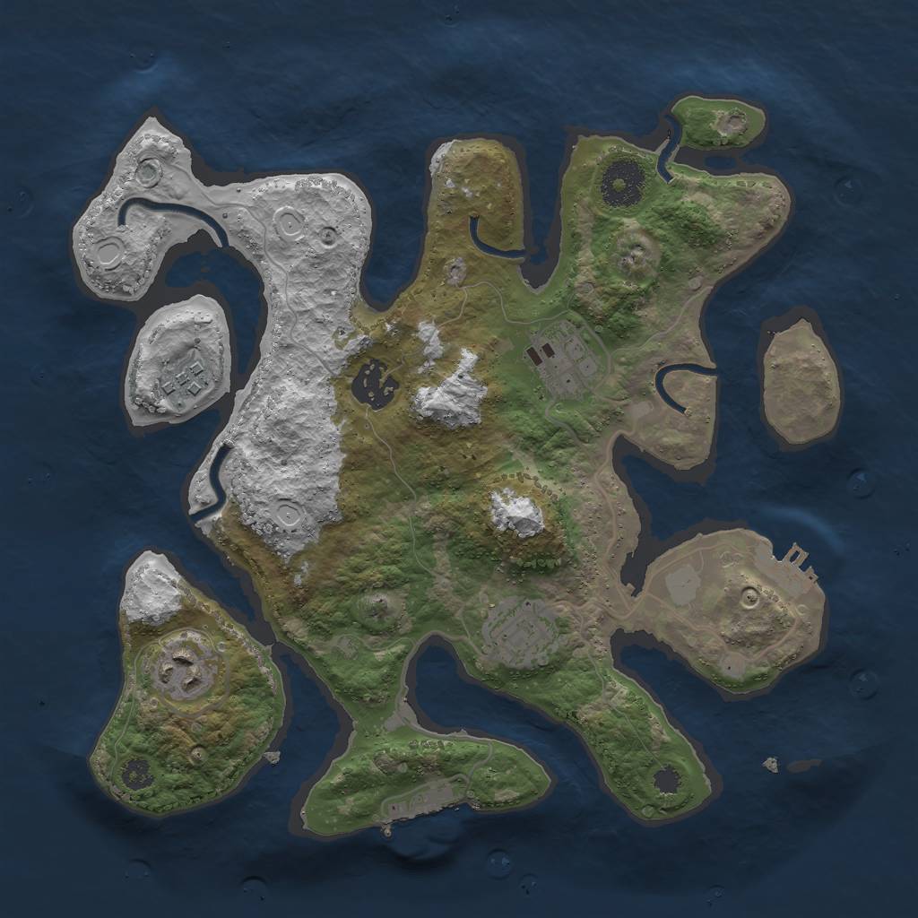 Rust Map: Procedural Map, Size: 3000, Seed: 4075384, 12 Monuments