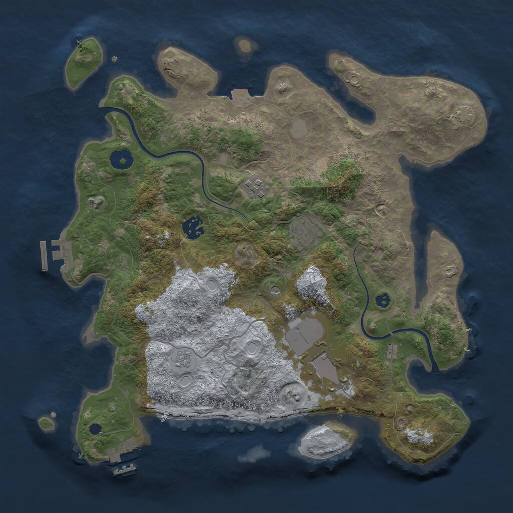 Rust Map: Procedural Map, Size: 3500, Seed: 1912622138, 10 Monuments