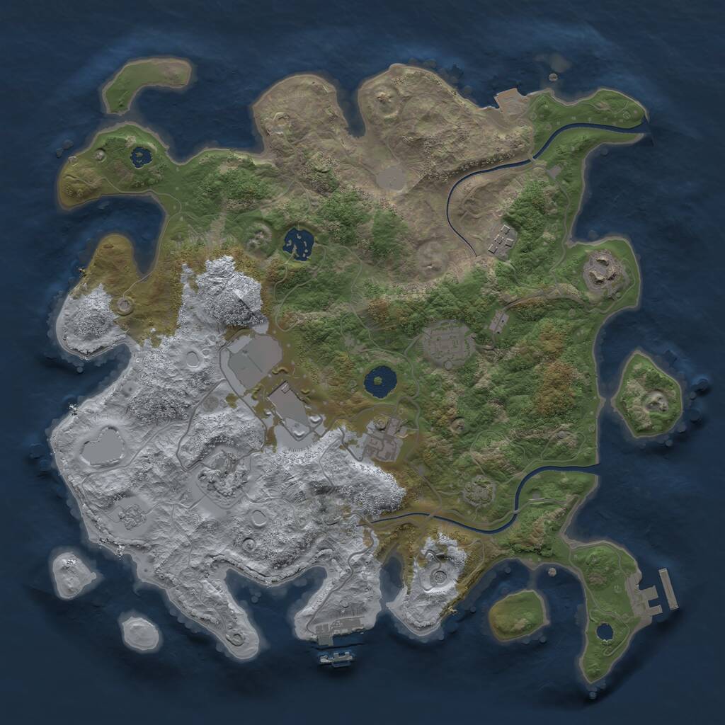 Rust Map: Procedural Map, Size: 3500, Seed: 763414373, 13 Monuments