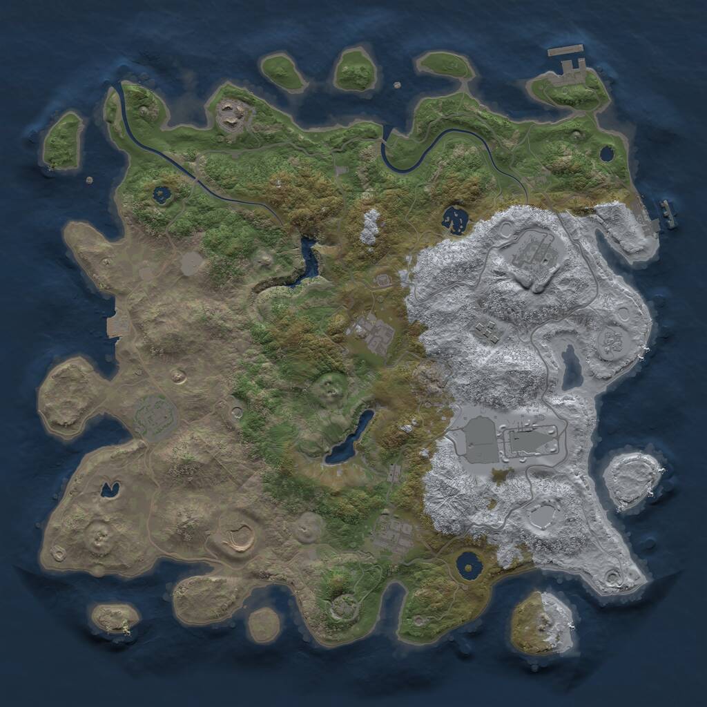 Rust Map: Procedural Map, Size: 4000, Seed: 3273213, 15 Monuments