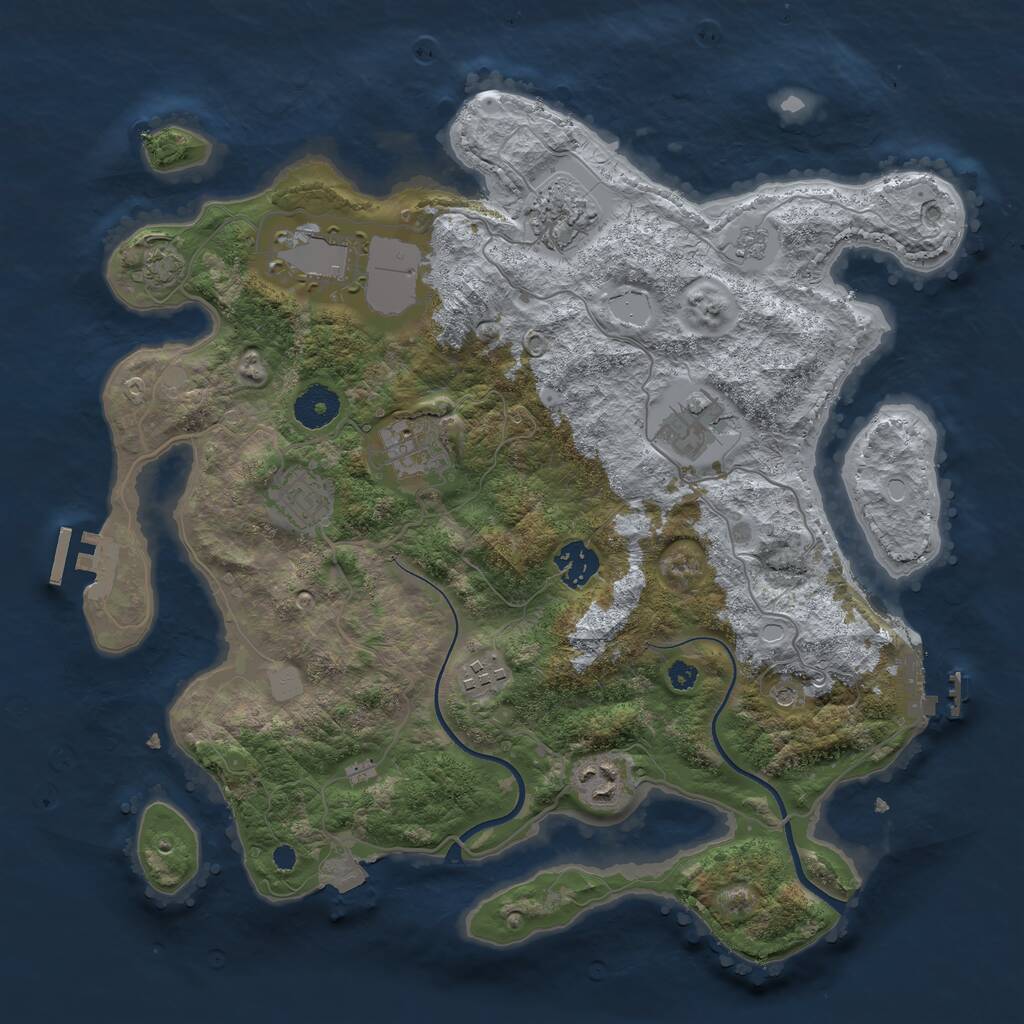 Rust Map: Procedural Map, Size: 3550, Seed: 570542, 14 Monuments