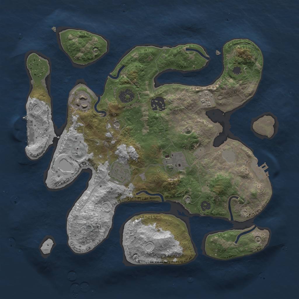 Rust Map: Procedural Map, Size: 3000, Seed: 914817786, 13 Monuments