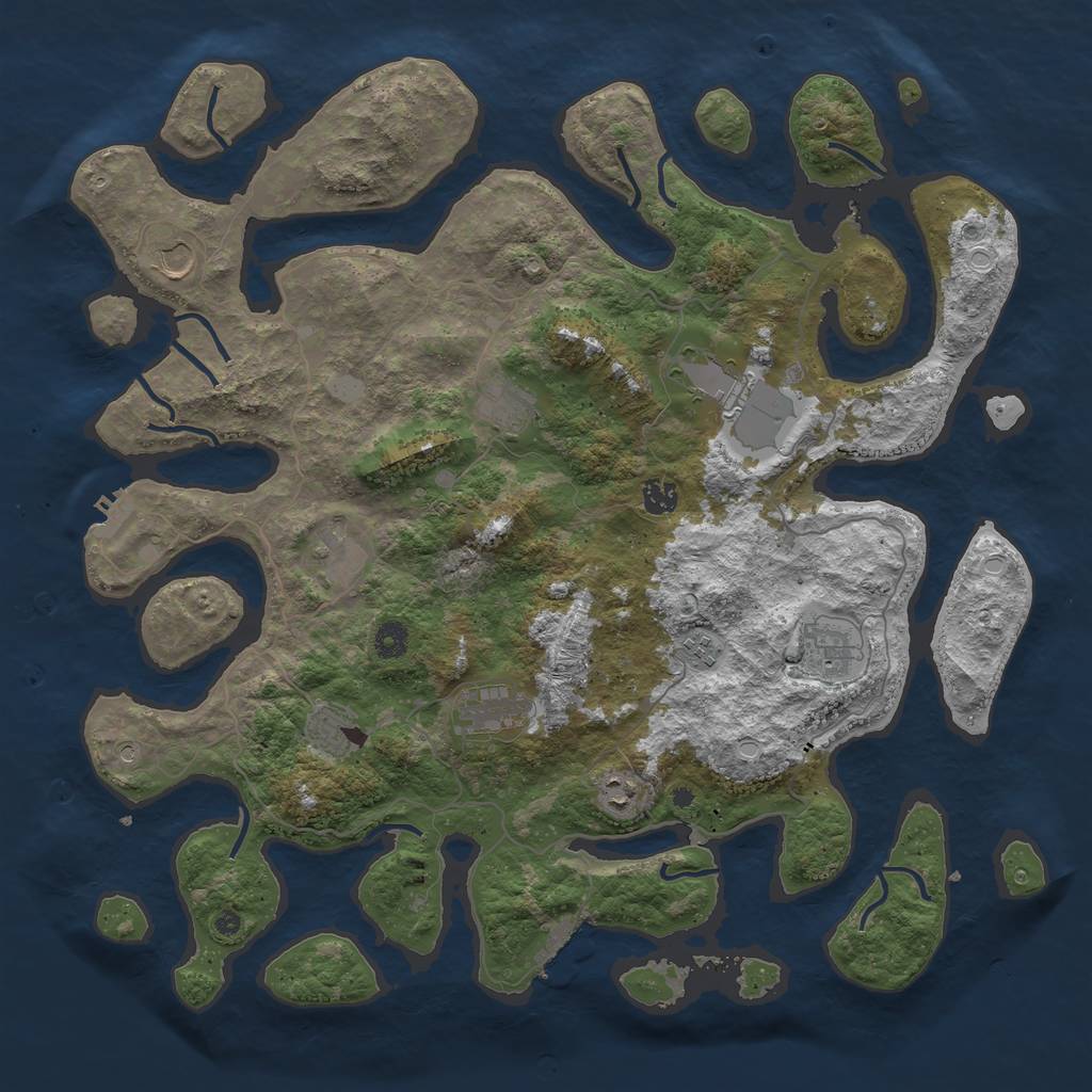 Rust Map: Procedural Map, Size: 4500, Seed: 7526, 18 Monuments