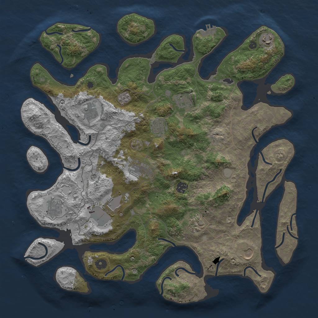 Rust Map: Procedural Map, Size: 4250, Seed: 566357117, 18 Monuments
