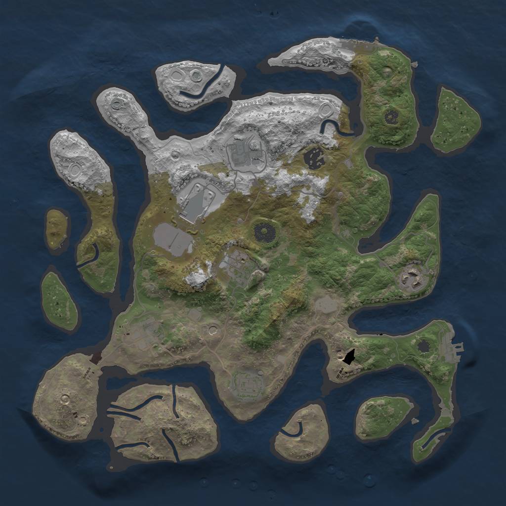 Rust Map: Procedural Map, Size: 3550, Seed: 88971, 15 Monuments