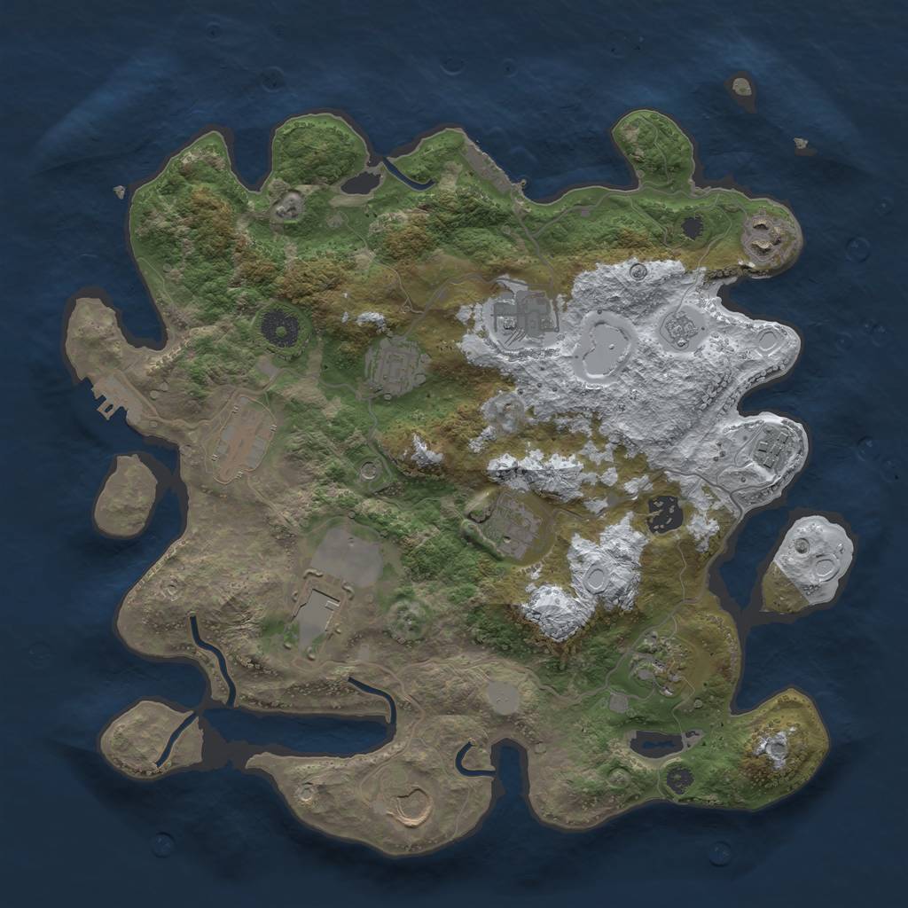 Rust Map: Procedural Map, Size: 3550, Seed: 542116, 19 Monuments