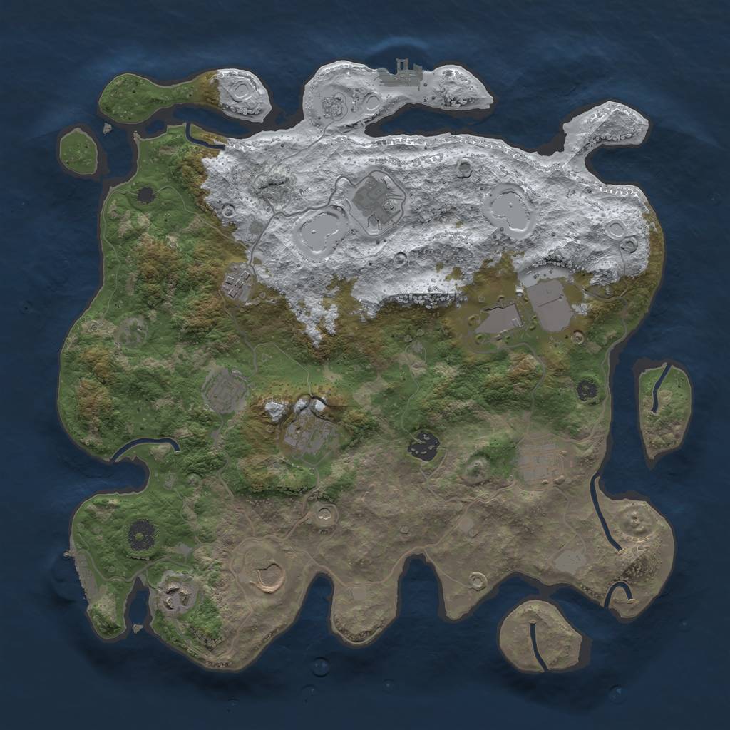 Rust Map: Procedural Map, Size: 3700, Seed: 2727979, 18 Monuments