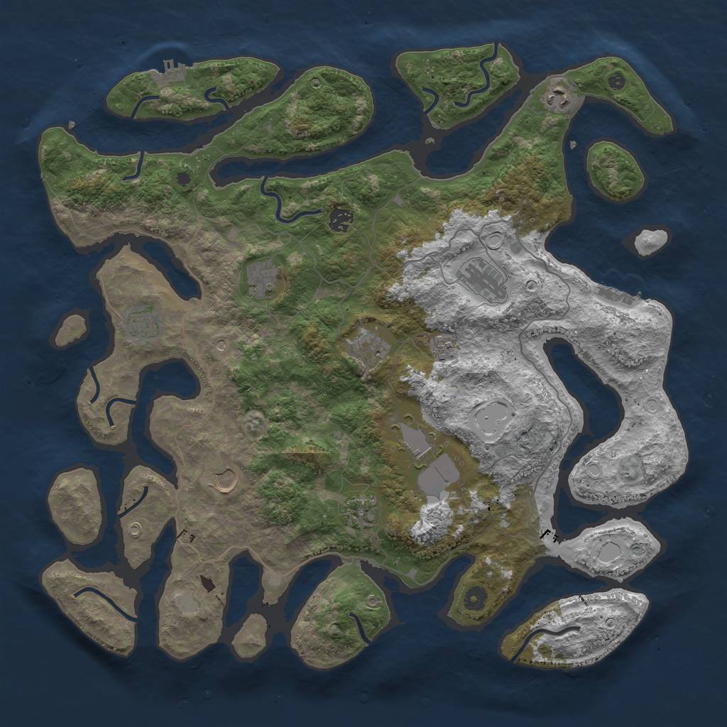 Rust Map: Procedural Map, Size: 4500, Seed: 74, 18 Monuments