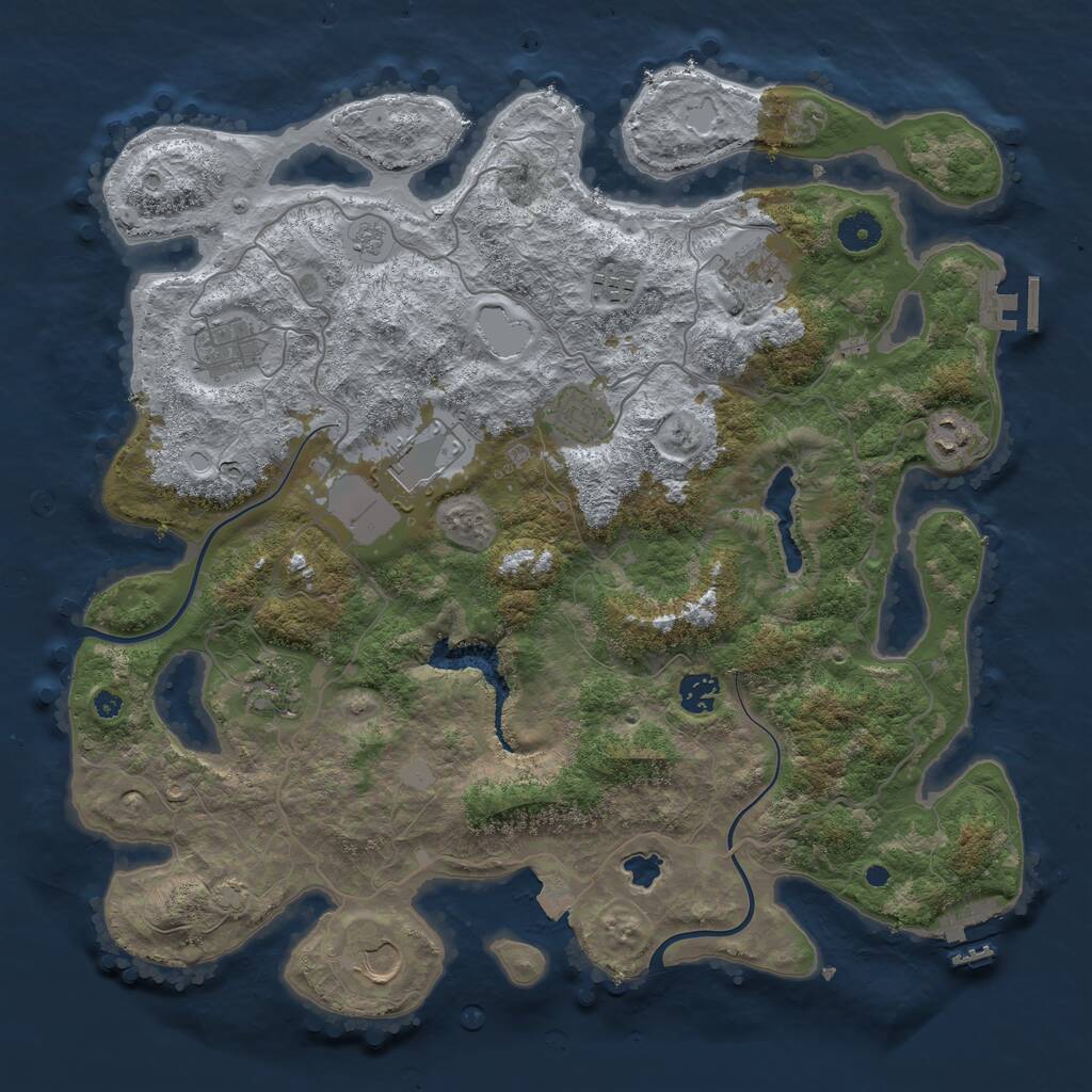Rust Map: Procedural Map, Size: 4000, Seed: 455603, 14 Monuments