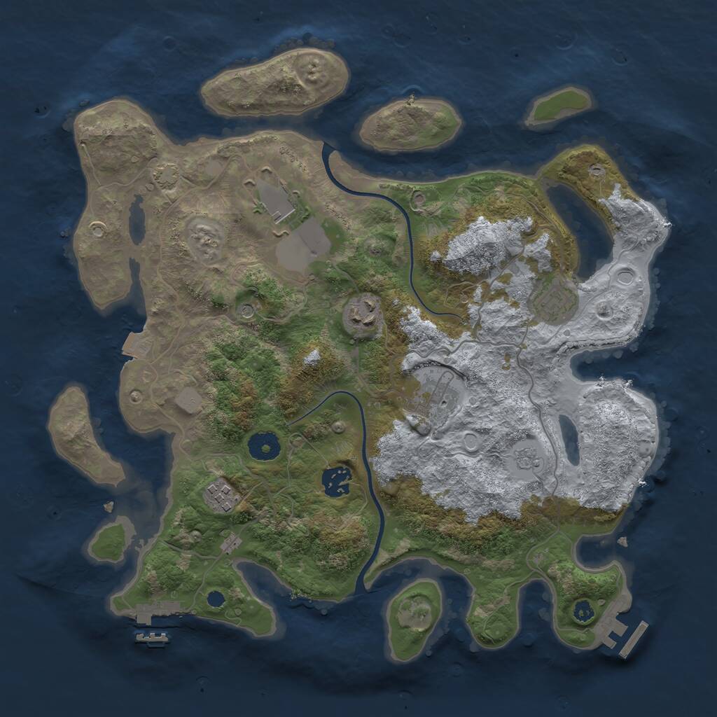 Rust Map: Procedural Map, Size: 3500, Seed: 128, 12 Monuments